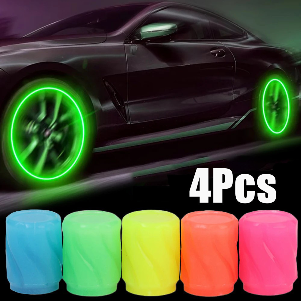 4ชิ้นฝาครอบวาล์วยางรถ-คุณภาพสูง,ส่องสว่าง,กันฝุ่น,สากล-tyreหัวฉีดครอบคลุม-สําหรับรถบรรทุก,รถจักรยานยนต์,จักรยาน-อุปกรณ์ตกแต่งรถยนต์