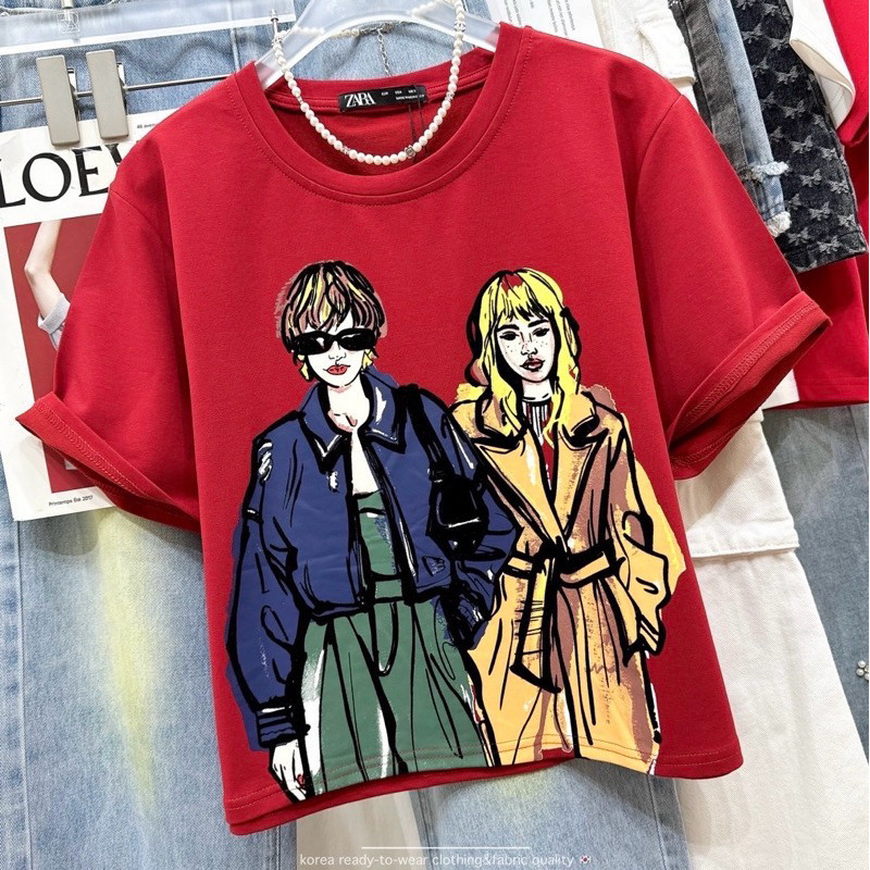 ใหม่ เสื้อยืดตัวสั้นกึ่งครอป Matter Duo สกรีนลายสาวสายแฟสุดยูนีค