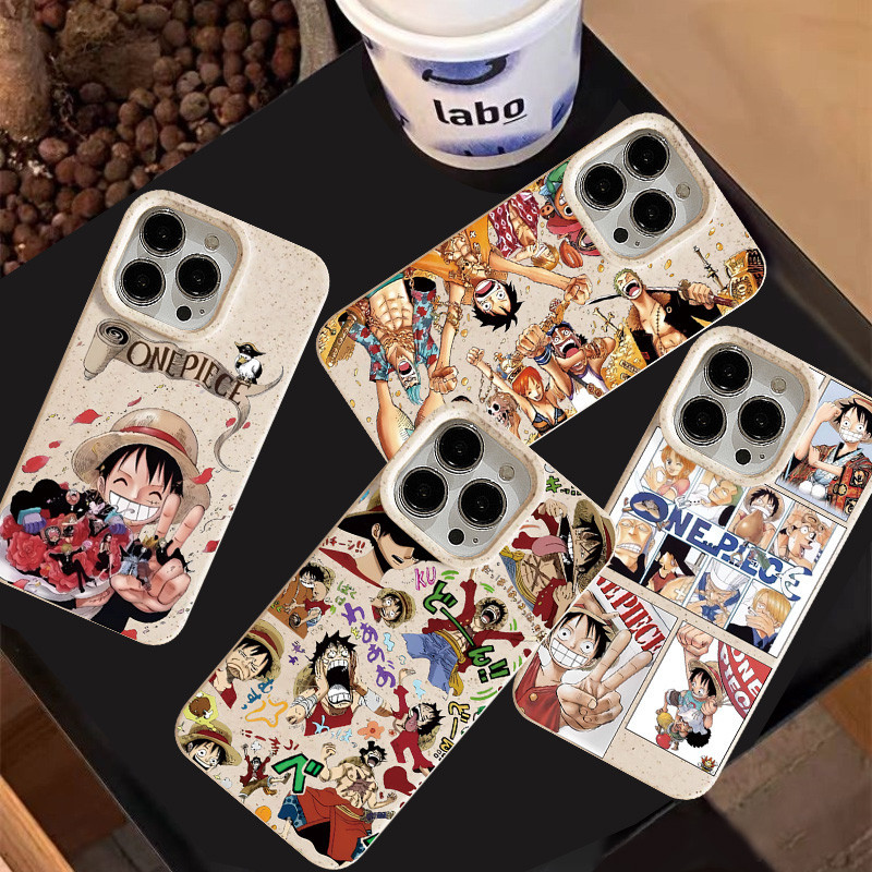 มังงะกราฟฟิตีวันพีซแฟชั่นเท่ลูฟี่ เป็นมิตรกับสิ่งแวดล้อม เคส iPhone 11 16 15 14 12 13 Pro MAX 8 6 16 15 Plus X XR XS MAX