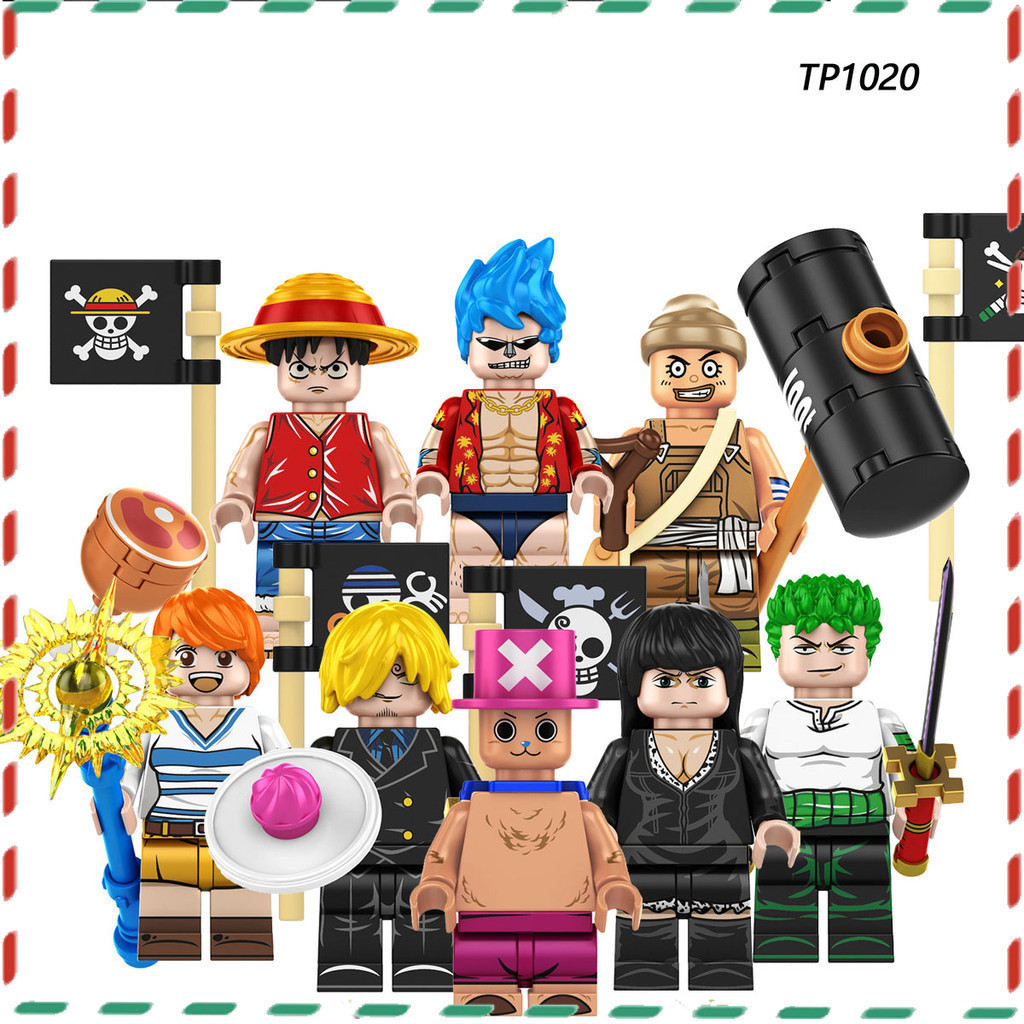 เครื่องประดับตกแต่ง Anime Series One Piece Luffy Zoro ประกอบบล็อกตัวต่อ Minifigures ของเล่นเด็กเครื่องประดับ