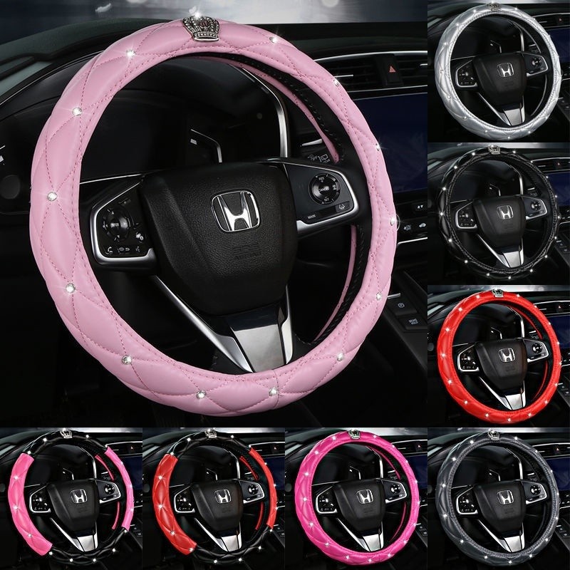 [Hot In Malaysia] All Cars Universal Goddess Must-Have Car Stuff Wheel Cover Fashion Diamond-Studded Noble Crown Four Seasons Anti-Slip Sweat-absorbing