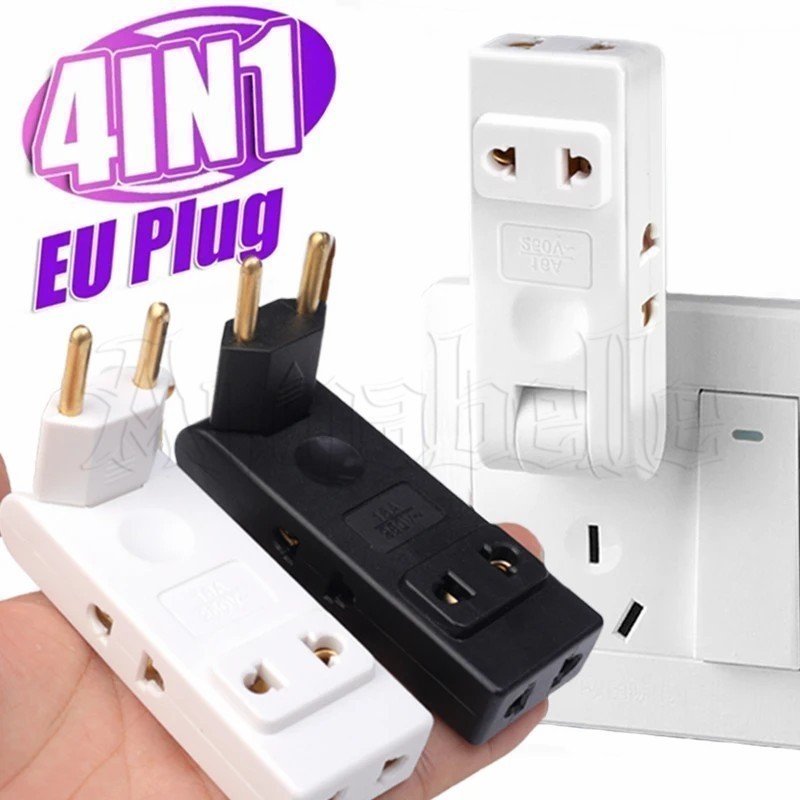 อะแดปเตอร์ขยายแปลงปลั๊ก EU 4 in 1 - 180° ซ็อกเก็ตหมุนได้-แบบพกพาพับเก็บได้สะดวก-อะแดปเตอร์เต้าเสียบชาร์จหลายปลั๊ก-ซ็อกเก็ตแปลงเดินทาง