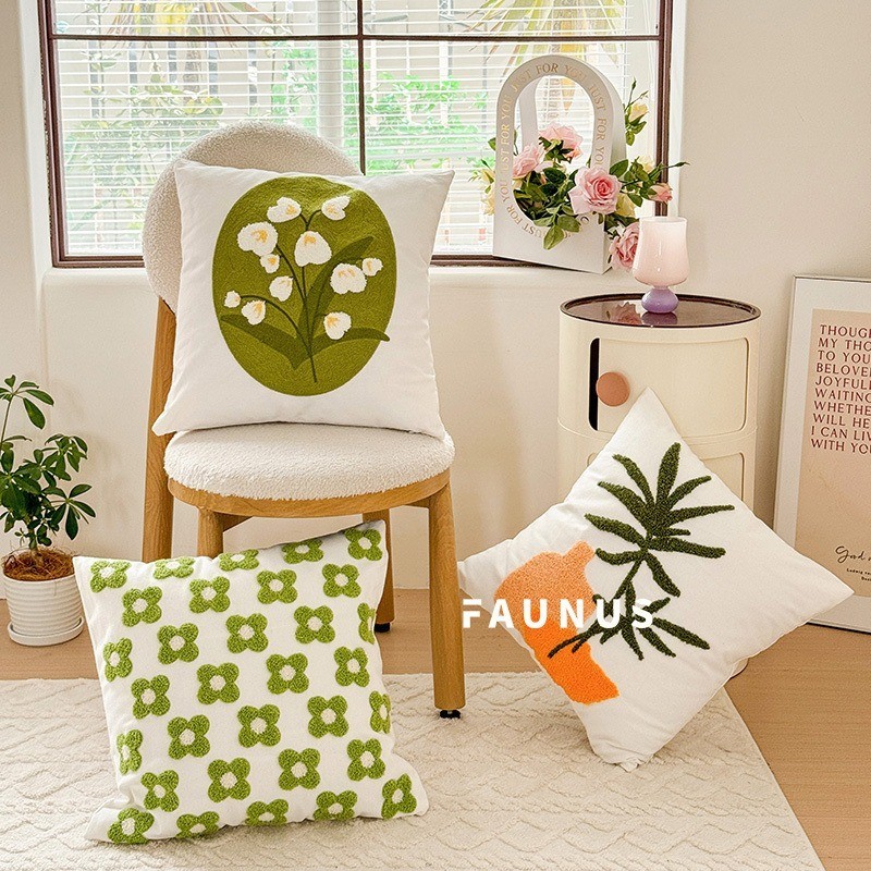 Allieuka ปลอกหมอน ปลอกหมอนอิง ปักลายดอกไม้ นุ่มสบาย สําหรับตกแต่งบ้าน 45 * 45 ซม - รูปที่ 4