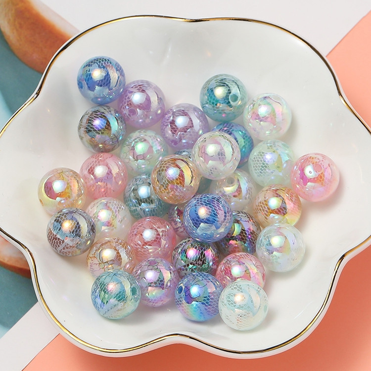 St. kunkka 4 ชิ้นลูกปัดอะคริลิคที่มีสีสัน UV ตาข่ายชุบลูกปัดลูกไม้เนื้อลูกปัด DIY ทําสร้อยข้อมือสร้อยคอลูกปัดเครื่องประดับวัสดุอุปกรณ์เสริม