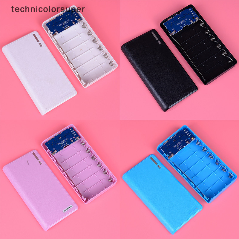 Technicolorsuper 20000mAh dual usb power bank case kit 6X 18650 charger diy กล่องสําหรับโทรศัพท์ TSR