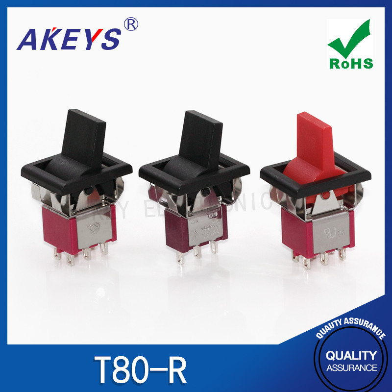 2 ชิ้น T80-R Toggle สวิทช์ 3 ขา 3 ตําแหน่ง/2 ตําแหน่ง ON-OFF-ON รีเซ็ตสีดํา Handle