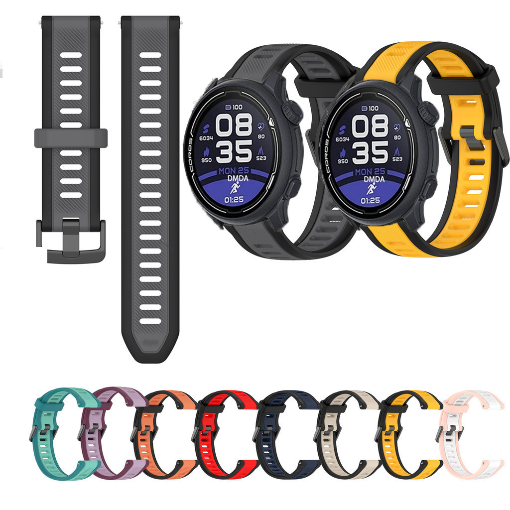 20 มม.22 มม.ซิลิโคนสําหรับ COROS PACE 2 3/APEX 2 Pro/APEX Pro/APEX 42 มม.46 มม.สมาร์ทนาฬิกาแฟชั่น Patchwork สีสายรัดข้อมือ
