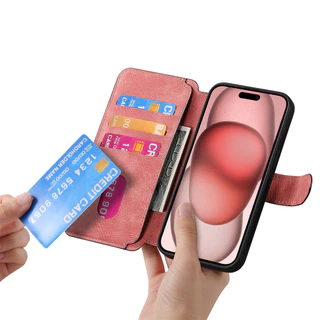 Flip หนังสําหรับ Magsafe ไร้สายชาร์จสําหรับ iPhone 17 16 15 14 Pro Max 12 13Pro ช่องเสียบการ์ดธุรกิจ