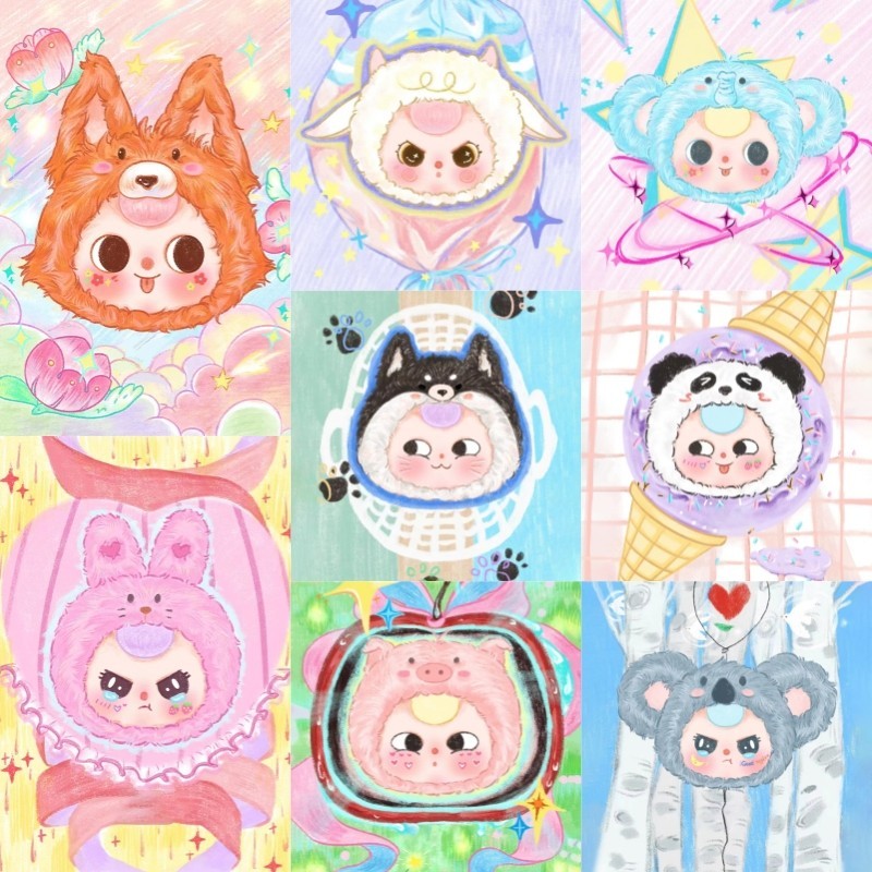 ภาพวาดสีน้ำมันดิจิตอลใส่กรอบ Baby three V3/V2/V1 ระบายสีตามตัวเลข DIY ภาพวาดตกแต่งอะคริลิก