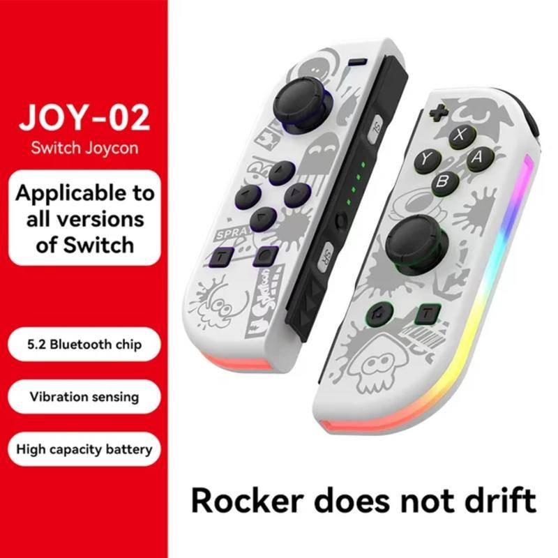 Nes Joy 02 RGB LED 5.2 BT สวิทช์ L/R Joypad สําหรับ Nintendo Switch/Lite/Oled Cons จอยสติ๊กการสั่นสะเทือนคู่สําหรับ PC Yuzu