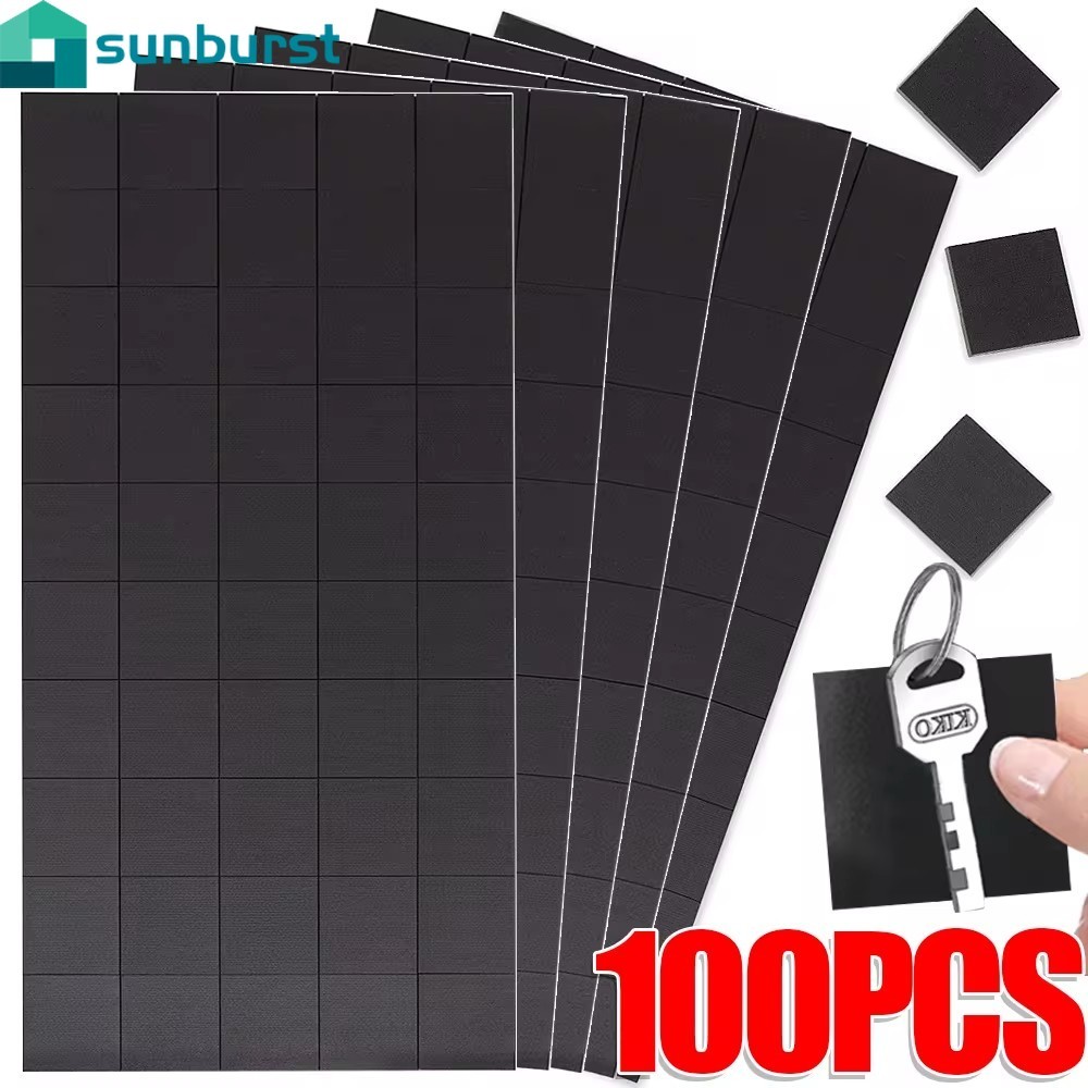 แผ่นแม่เหล็กมีกาวในตัว 100 ชิ้น - พร้อมกาว Backing - สําหรับตู้เย็นสํานักงานกระดานดํารูปถ่ายนามบัตร-รอบ/สติกเกอร์แม่เหล็กสี่เหลี่ยม-นุ่มยืดหยุ่น-อุปกรณ์ DIY