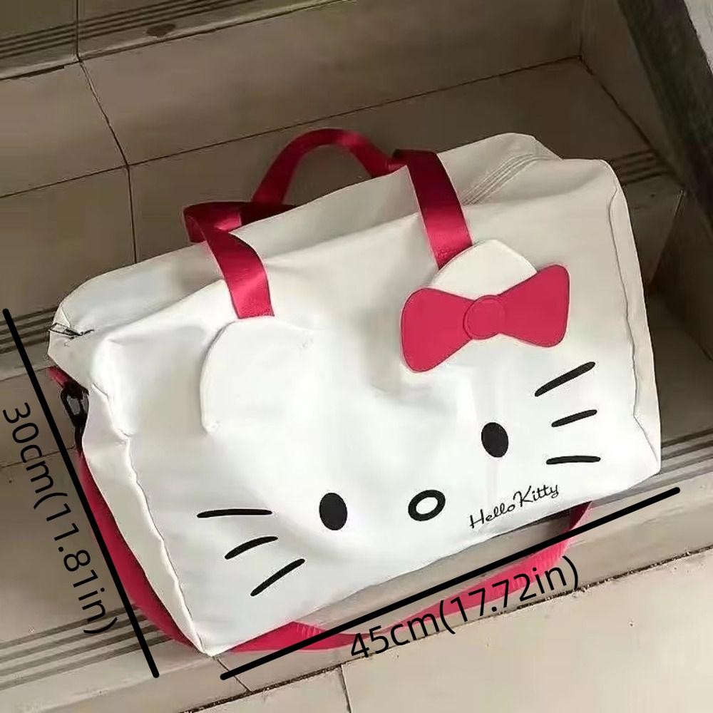 Desmondri กระเป๋าเดินทาง Oversize, แบบพกพาน้ําหนักเบา Kitty Travel กระเป๋าถือ,น่ารักซิปกันน้ําเสื้อผ้า Organizer Oxford กระเป๋าเก็บผ้าหญิง