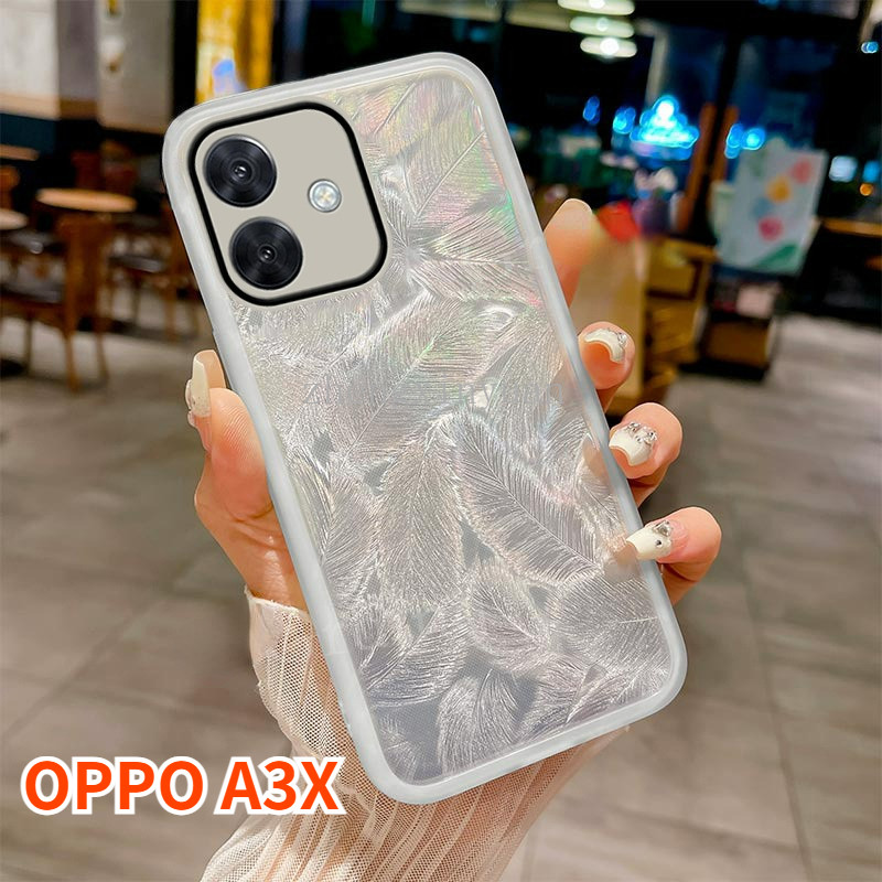 หรูหรา Gilt Feather เลเซอร์สําหรับ OPPO A3X 5G 2024 สีสันไล่โทนสีสําหรับ OPPOA3X 3X 3X 3 X CPH2681 กันกระแทกป้องกันกลับกรณี