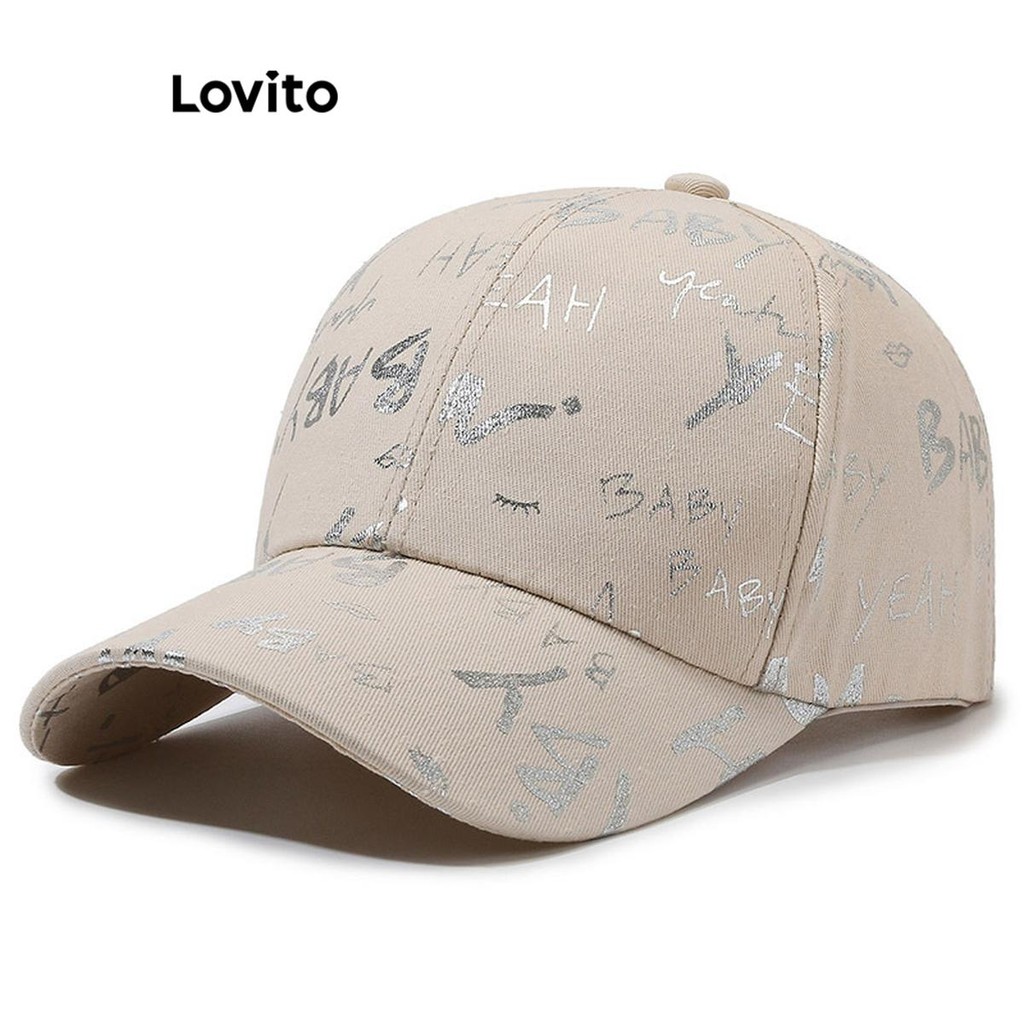 Lovito หมวกป้องกันแสงแดดสีธรรมดาแบบสบาย ๆ สำหรับผู้หญิง LFA44197