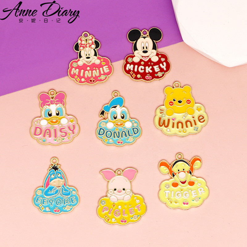 2 ชิ้น/ล็อตการ์ตูนอะนิเมะ Mickey Minnie Alloy เคลือบจี้อุปกรณ์เสริม Charms สําหรับผู้หญิง, Key Chain/ต่างหู/สร้อยคอจี้ Handmade DIY เครื่องประดับ 042