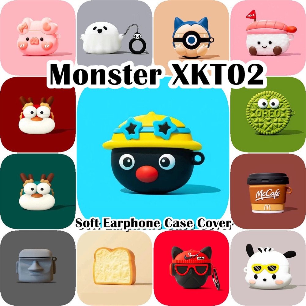 ส่วนลดFor Monster XKT02 Case Casing Soft Silicone Couple Cute Cartoon Headphone Case Cover NO.2