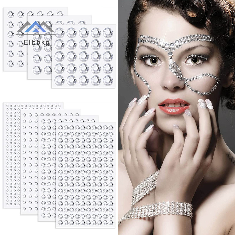 Eibbkg Self กาว Face อัญมณีผม Rhinestones คริสตัลสติกเกอร์ Body Jewels สติกเกอร์แต่งหน้าหัตถกรรม Home Decor สติกเกอร์ลดราคา