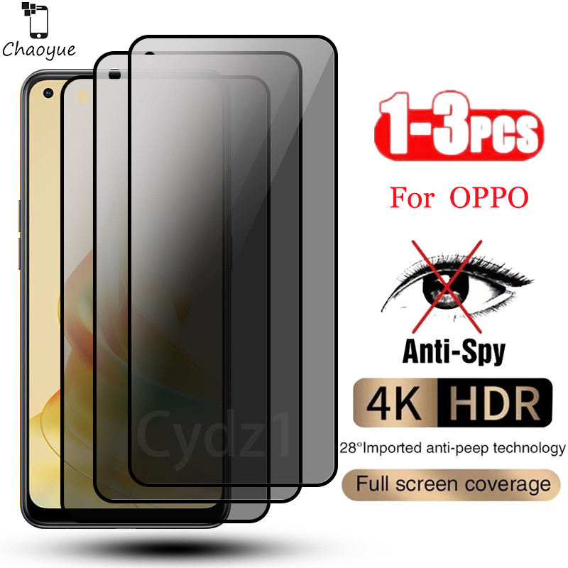 3Pcs ฟิล์มกระจก เต็มจอ สำหรับ กันมองกันเสือก 9H รุ่น OPPO Reno 8 8T 8Z 7 7Z 6 6Z 5 5F 5Z 4 3 Pro 2 2