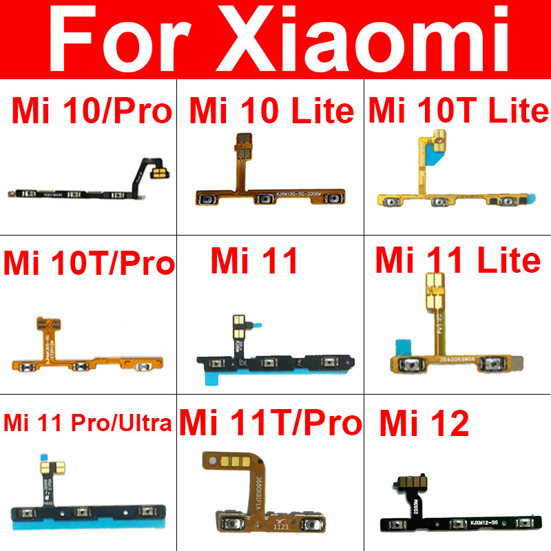 เปิด/ปิด Power Key Volume ปุ่มด้านข้าง Flex สายริบบิ้นสําหรับ Xiaomi Mi 10 10T 11 11T Mi 11 Ultra Mi 12 12X 12S Lite Pro อะไหล่