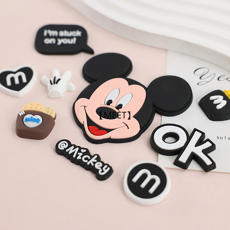 【MEET】9ชิ้น/แพ็คมิกกี้เมาส์กาวอ่อนทําเองอุปกรณ์เครื่องประดับเคสโทรศัพท์ฉนวนกันความร้อนถ้วยน้ําตกแต่งแพทช์พีวีซีกาวอ่อนชุดอุปกรณ์เสริม