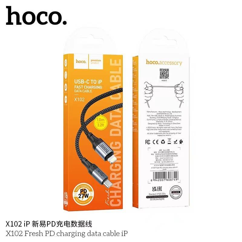 HOCO X102 สายชาร์จ 3 หัว 3in1 Micro + Type-C + iOS จ่ายไฟ 2.4a / iOS 2.4A / สายชาร์จเร็ว PD 27W  ยาว 1 เมตร สายชาร์จ hc1 ราคา ถูกที่สุด ดีลบีเคเค แกลเลอรีภาพที่ 9
