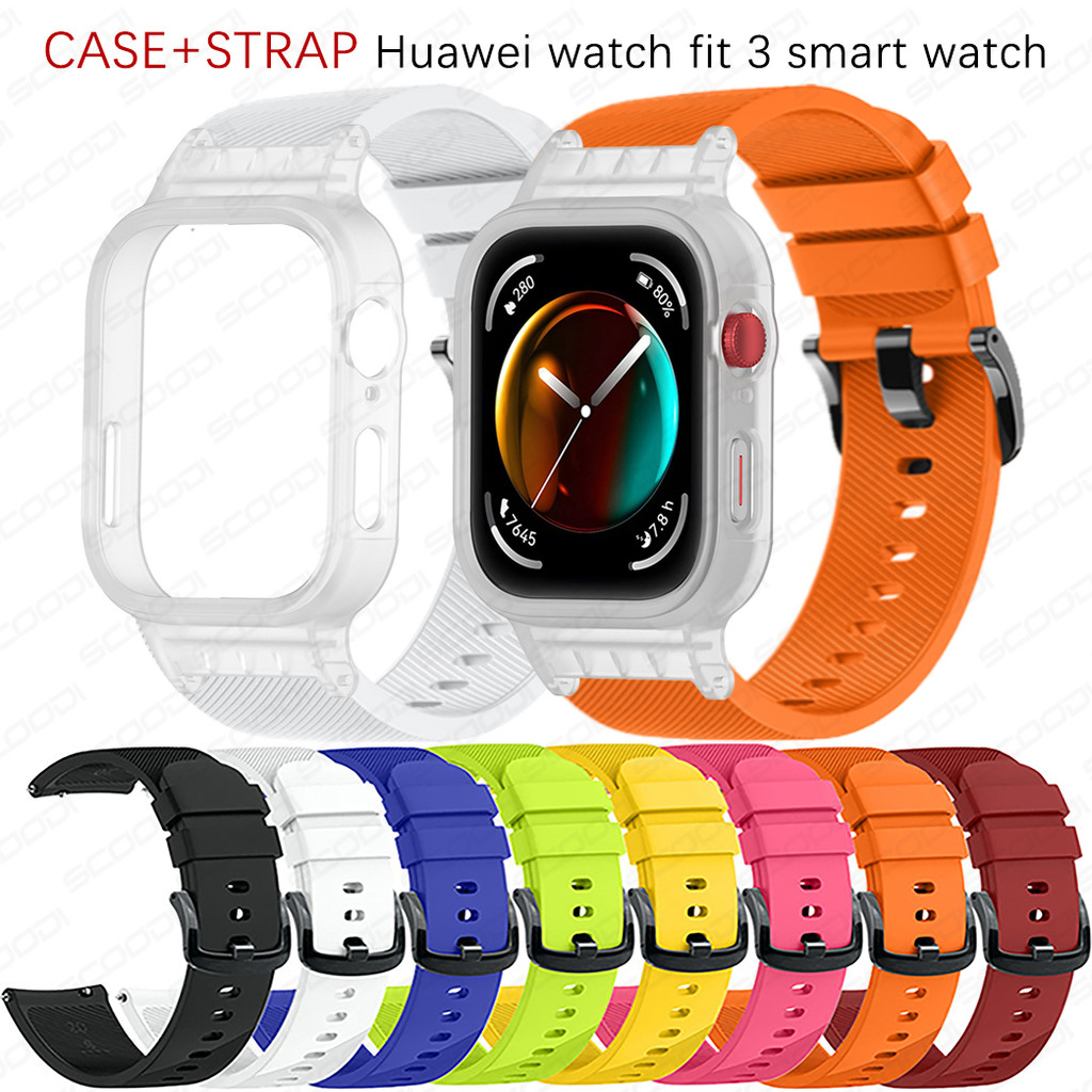สายรัด + เคสสําหรับ Huawei watch fit 3 Watchband สร้อยข้อมืออุปกรณ์เสริมทดแทน