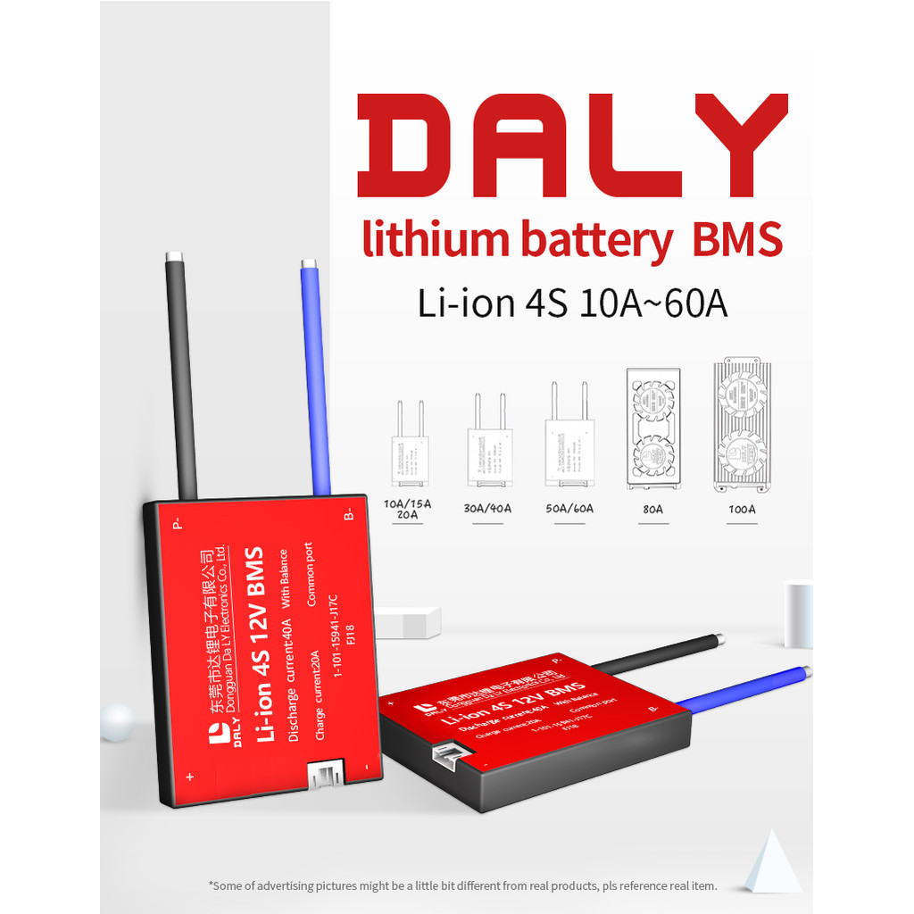 BMS ผลิตโดย Daly Lifepo4 BMS 12V 24V 36V 48V 20a 60a 100a 4S เข้ากันได้กับ W/32650 3.2V แบตเตอรี่พลั