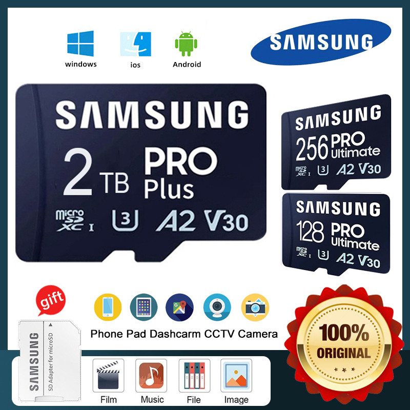 Samsung Micro Memory Card Sd Card 2TB 1TB 512GB Tf Card สําหรับโทรศัพท์, Dashcarm, Pad, กล้องวงจรปิด
