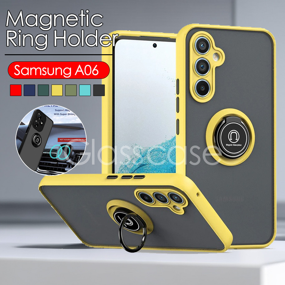 ปลอกสําหรับ Samsung Galaxy A06 A06s A16 A26 A36 A56 A07 A17 A 06 16 A 26 A 36 56 Matte แหวนเคสโทรศัพท์กันกระแทกผู้ถือแม่เหล็กแหวนปลอกวงเล็บป้องกัน Hard ฝาหลัง