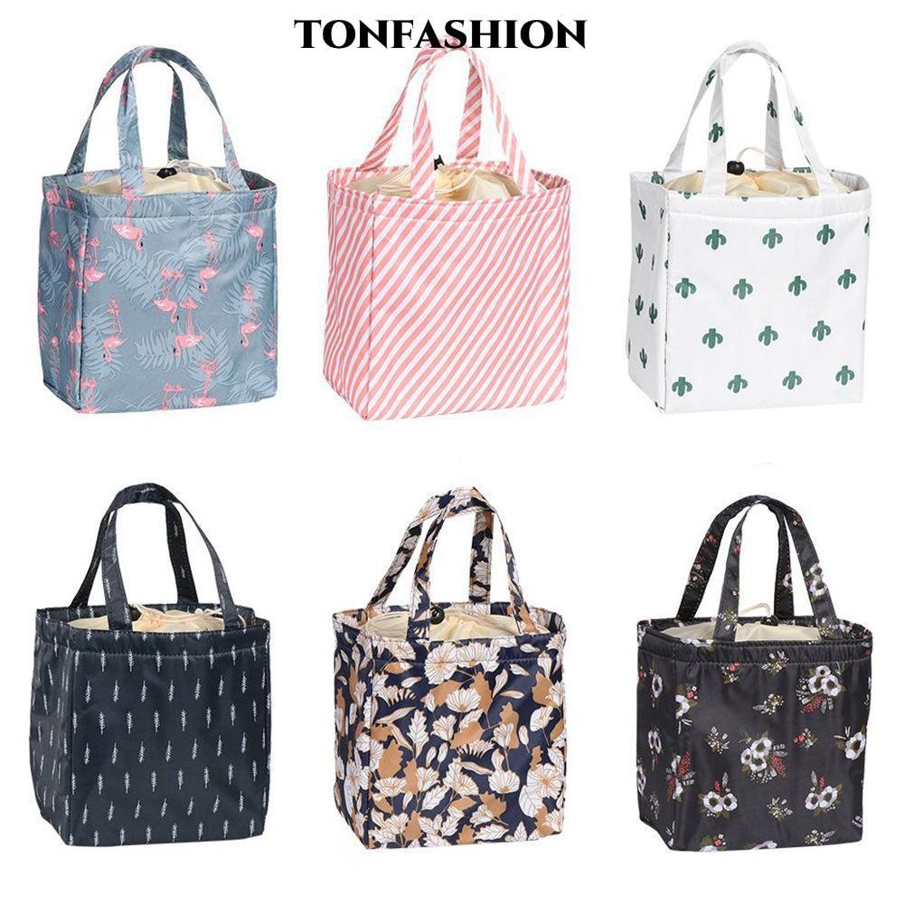 Tonfashion กระเป๋าใส่กล่องอาหารกลางวัน ลายฟลามิงโก้ กันน้ํา แบบพกพา