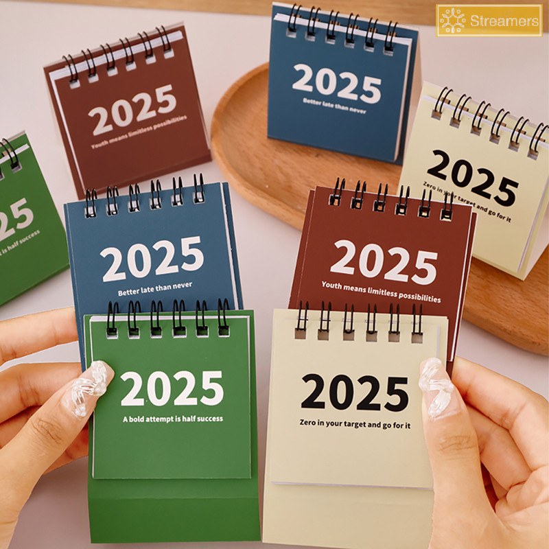 {Streamers} 2025 ปฏิทินตั้งโต๊ะ Kawaii Mini ปฏิทิน To Do List รายวันรายเดือนรายปี Planner Time Manegement โต๊ะตกแต่งอุปกรณ์สํานักงานใหม่