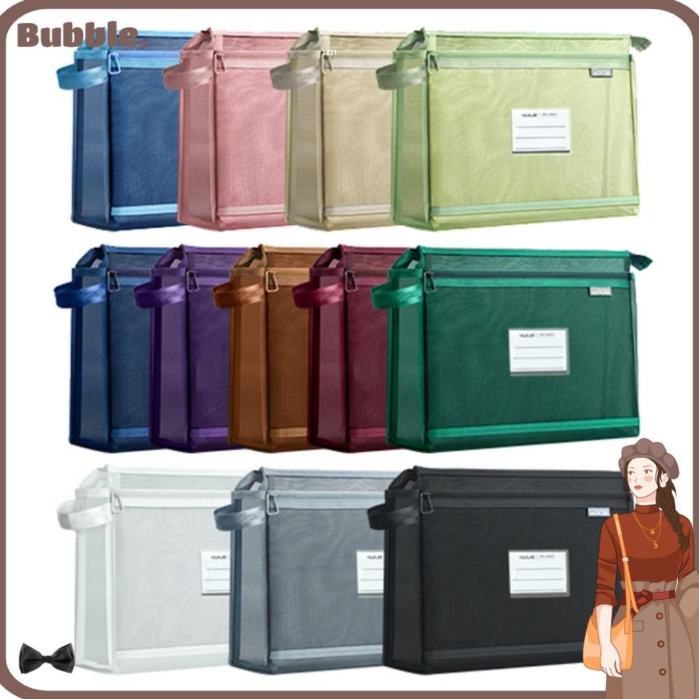 ฟอง ตาข่ายไนลอนใสมีซิป แฟ้มเอกสารพกพา หนา อุปกรณ์สํานักงาน