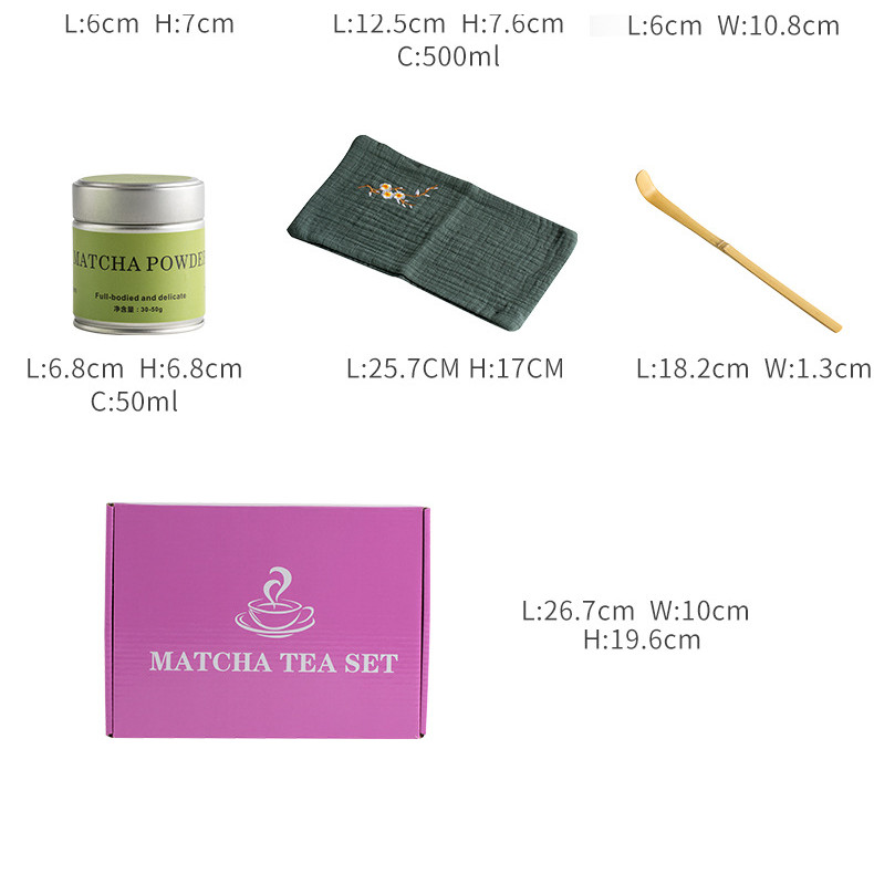 ชุดน้ำชามัทฉะสไตล์ญี่ปุ่นสีมัทฉะพร้อมกระป๋องผงชาชามมัทฉะพร้อมปากกล่องของขวัญ anro - รูปที่ 3