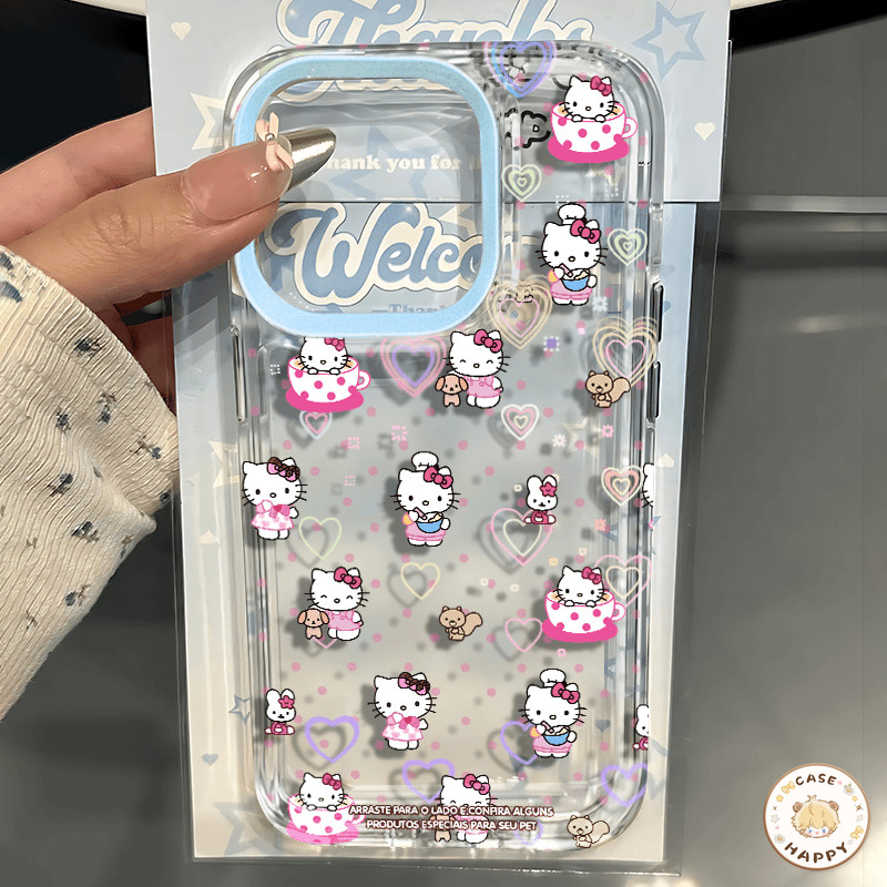 ลายการ์ตูนน่ารักHellokitty ทำความสะอาด เคสIPhone 11 Pro Max 7Plus 13 12 15 14 Pro Max X XS XR Max 7 8 14 15 Plus SE 2020