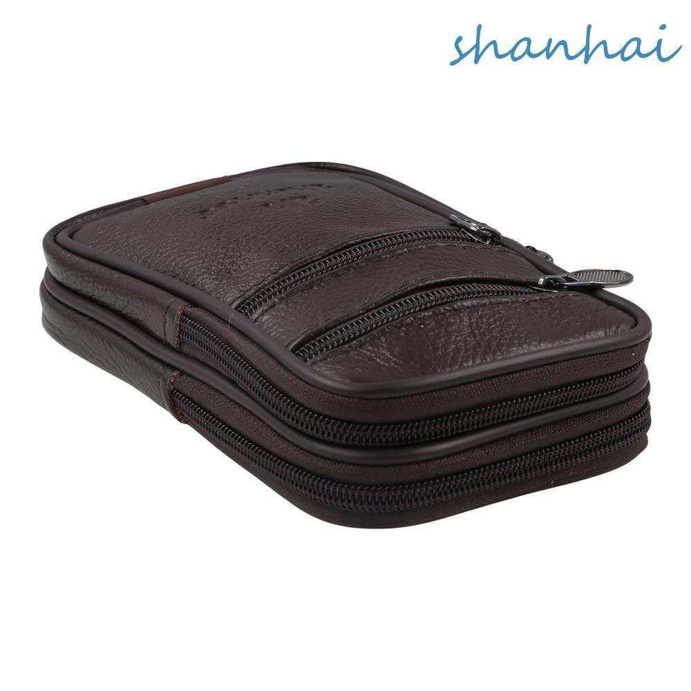SHANHAI กระเป๋าคาดเอว หนังวัวแท้ สไตล์วินเทจ สําหรับใส่เหรียญ บัตรเงินสด โทรศัพท์มือถือ เหมาะกับการเดินทาง สําหรับผู้ชาย