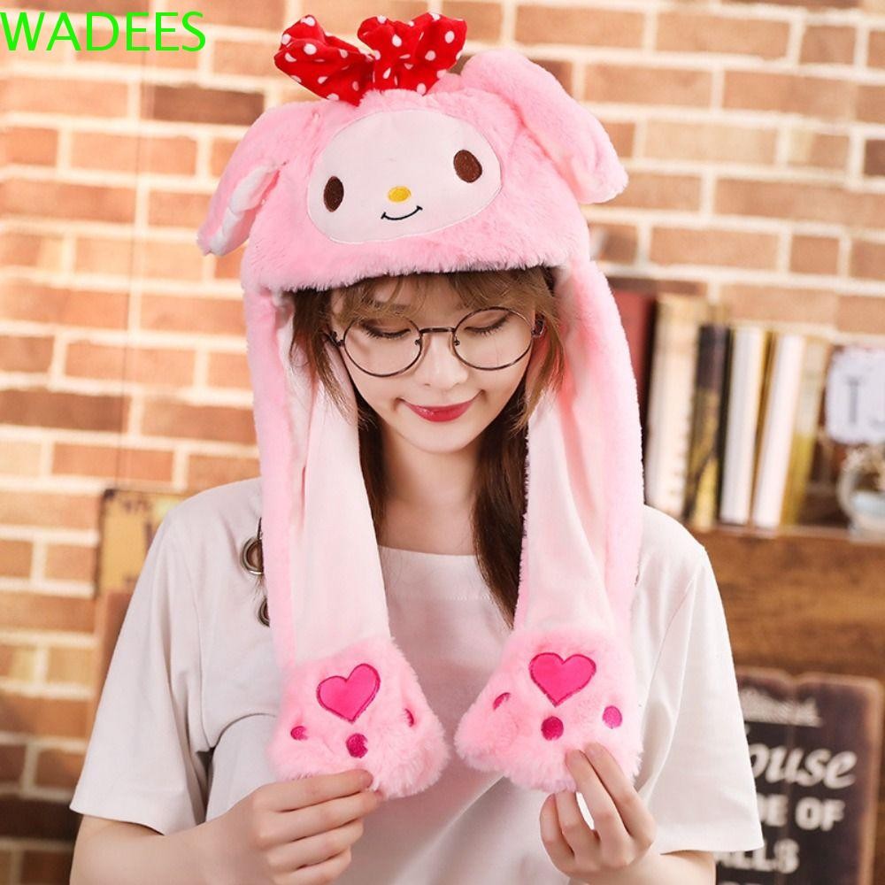 Wadees Jumping Up Cap, My Melody Kuromi Ear Moving Hat, Funny Mario Soft Stitch Plush Hat Toys Party