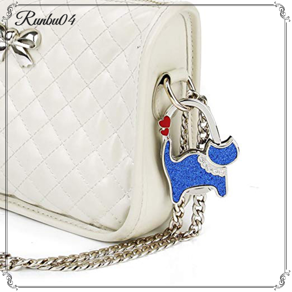 Runbu> 1/2/3 การ์ตูน Double Hearts Shape Alloy Rhinestones กระเป๋าหนังแขวนกระเป๋าเป้สะพายหลัง Hook Home Office Supplies