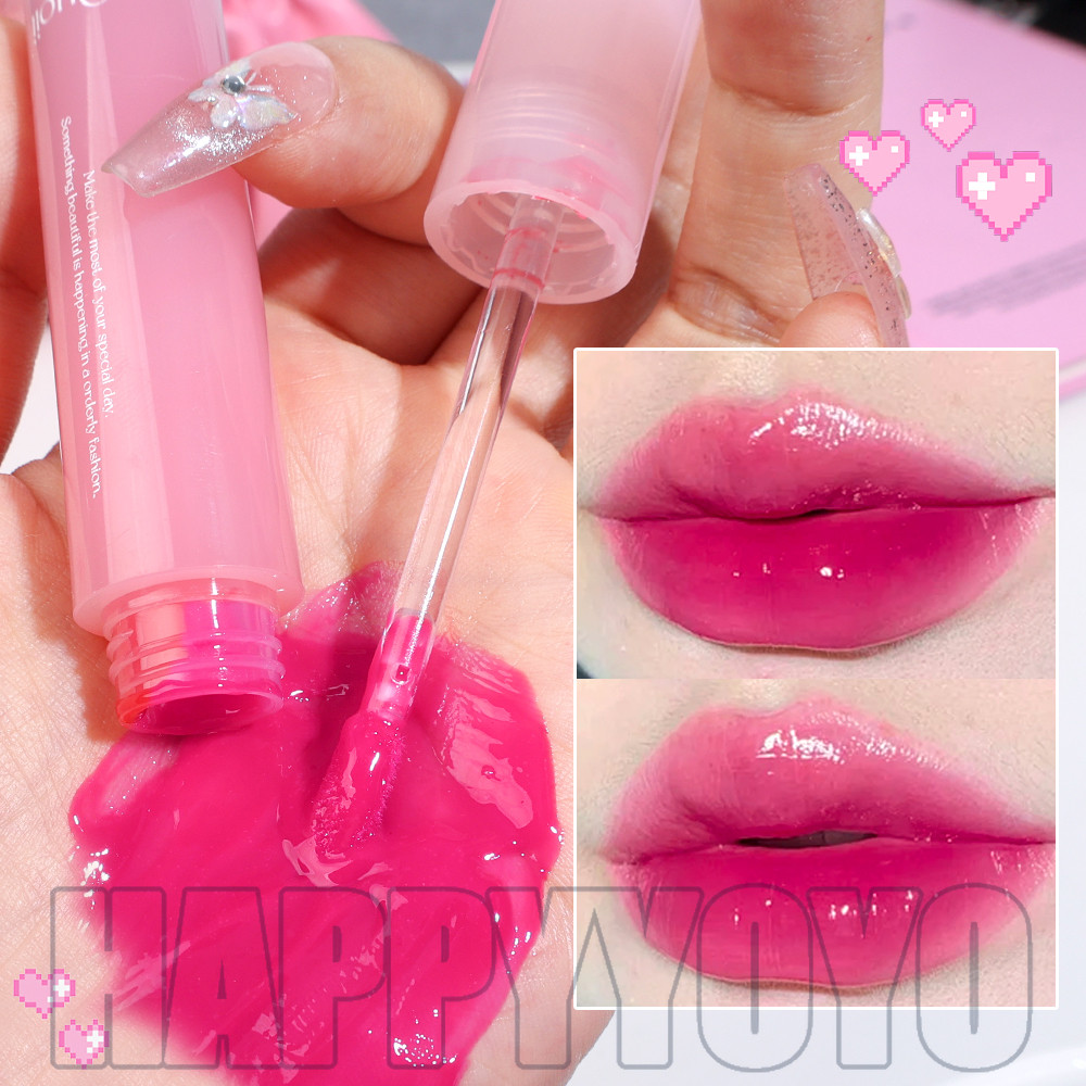 6 สี Pink Crystal Jelly Liquid ลิปสติก- Mirror Water Light Lip Gloss- Long Lasting Moisturizing Smoothing Lip Glaze