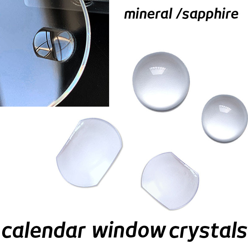 Mineral Sapphire นาฬิกาคริสตัลวันที่ปฏิทินหน้าต่างแว่นขยายนาฬิกาอะไหล่สแควร์ 7x5.5 มม. 5.8x4.5 มม.รอบ 5.5 มม.