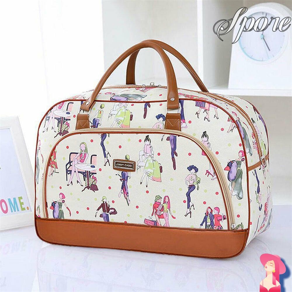 Spore กระเป๋าถือผู้ชายผู้หญิงหนัง PU แบบพกพา Holdall