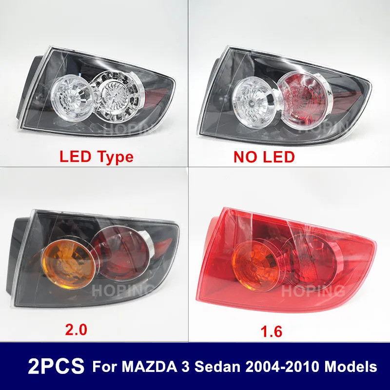 Moto22r 2PCS ด้านหลังกันชนด้านนอกไฟท้ายสําหรับ Mazda 3 BK ซีดาน 2004-2010 ไฟท้ายรถอุปกรณ์เสริม L และ