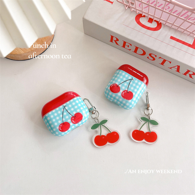 เชอร์รี่ตาหมากรุกสําหรับ Airpods4 Airpods1/2 3 Pro pro2 ชุดหูฟังหูฟังไร้สายบลูทูธป้องกันกรณี AirPodsPro pro2 3 4 หูฟังป้องกันกรณี