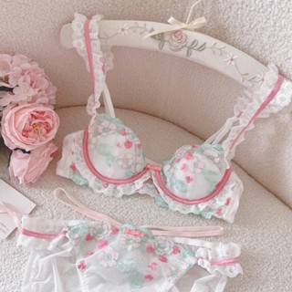 ใหม่ภาษาฝรั่งเศสคําเซ็กซี่ดอกไม้สบายไม่มีกรอบสาวชุดชั้นในลูก…