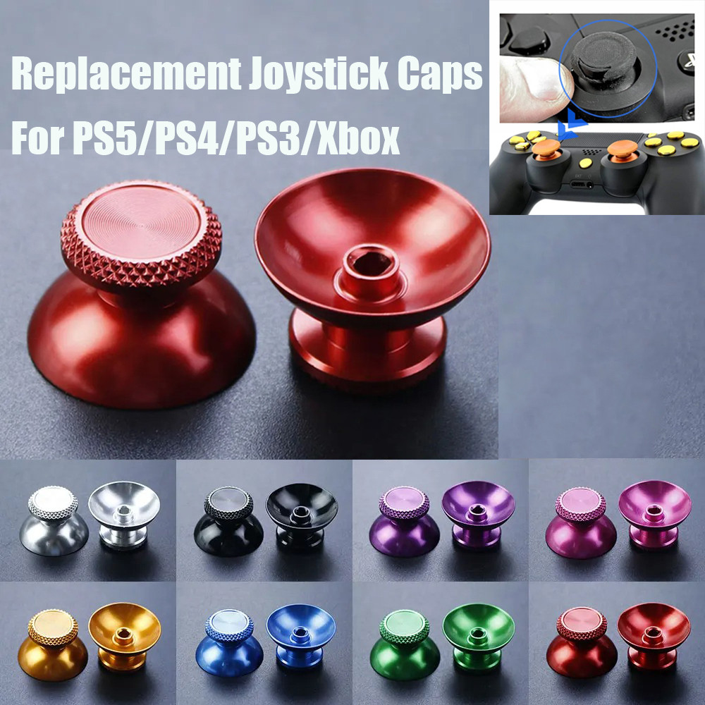 อลูมิเนียมโลหะ Analog เปลี่ยนจอยสติ๊ก Thumb Sticks Botton สําหรับ PS5/PS4/PS3/XBOX Controller Gamepad Thumb Grip Caps