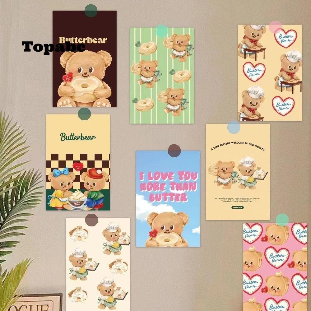 Top สติ๊กเกอร์ติดผนัง 8 ชิ้น, โปสเตอร์หมีเนยการ์ตูน Diy, น่ารักรวบรวม Girly สไตล์ภาพวาดตกแต่งตกแต่งห้องนอน
