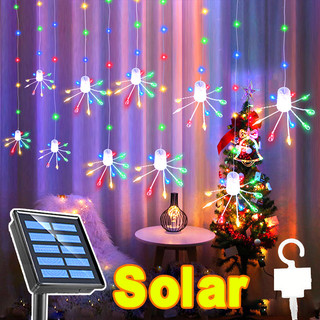 Solar Curtain Light Firework Lights for Outdoor Garden Christmas Party Decoration