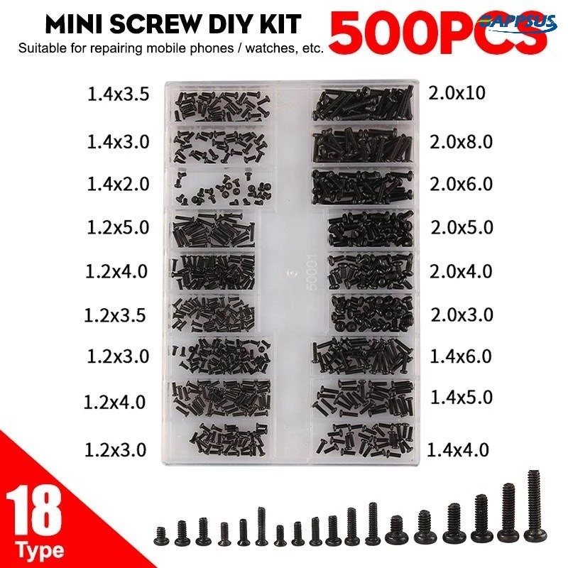 500 ชิ้น/กล่อง Mini สกรู/ถั่ว DIY ชุดสําหรับแล็ปท็อปซ่อม/สกรูขนาดเล็ก Fastener ชุดซ่อมแว่นตากันแดดโทรศัพท์ Accs