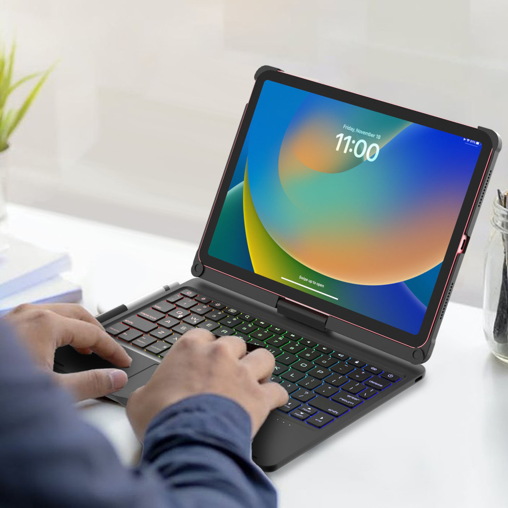 360° Rotatableคีย์บอร์ดสําหรับiPad mini 6 7 Air 11 13 M3 2025 Pro 11 13 M4 2024 Air 4 5 6 M2 10th 11th A16 7 8 9th 10.2 Multi-Touch Trackpad 7 สีBacklight Thin & Light Cover - รูปที่ 4