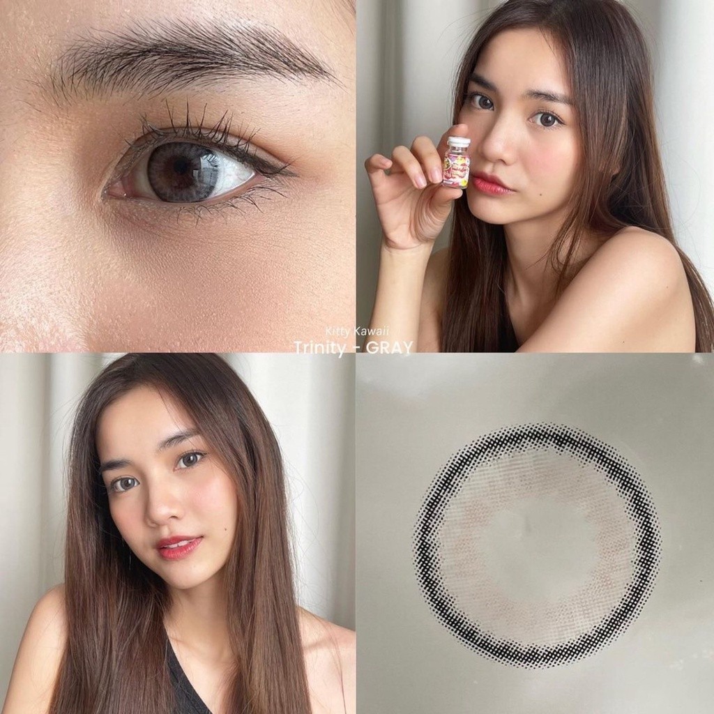 🔥คอนแทคเลนส์ ❤️Size : S❤️รุ่น Trinity (kittykawaii) สี : Brown / Gray