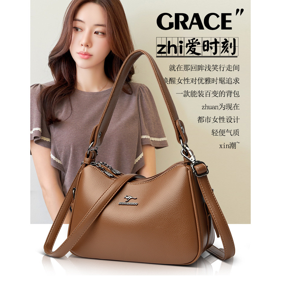 ของแท้หนังสุภาพสตรีกระเป๋าสะพายสไตล์ใหม่แฟชั่นกระเป๋า ผู้สื่อสาร ความจุขนาดใหญ่กระเป๋าสุภาพสตรี